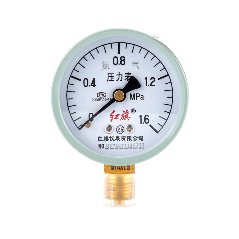 福利达红旗仪表厂家直销氮气压力表减压器气体管道专用螺纹14*1.5 00